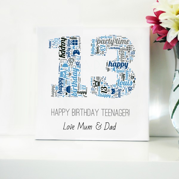 Birthday Word Art Canvas