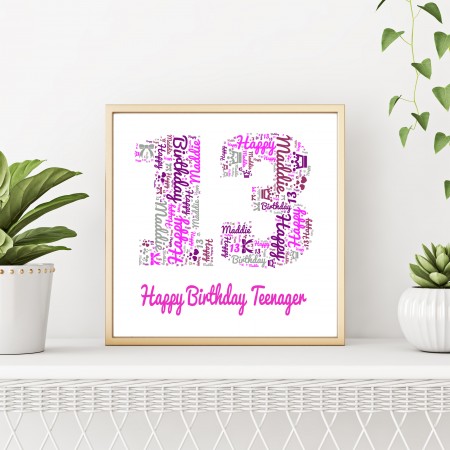 24x24" Number Word Art Print